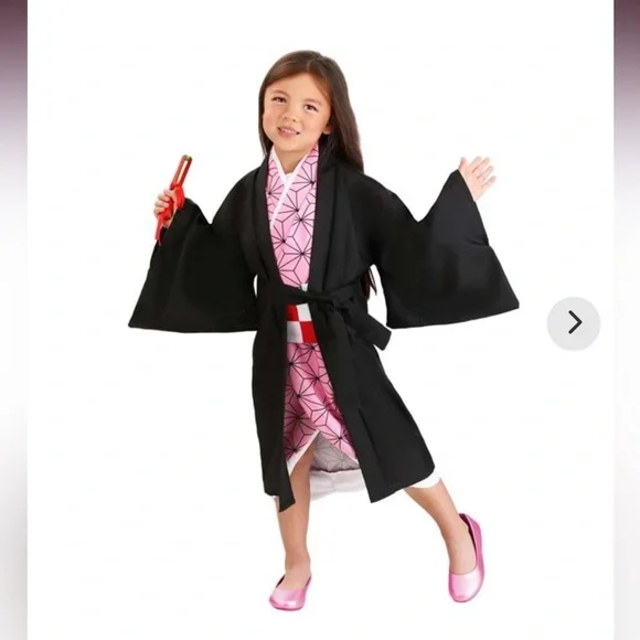 Kids Pink and Black Kimono Costume - Picture 1 of 1